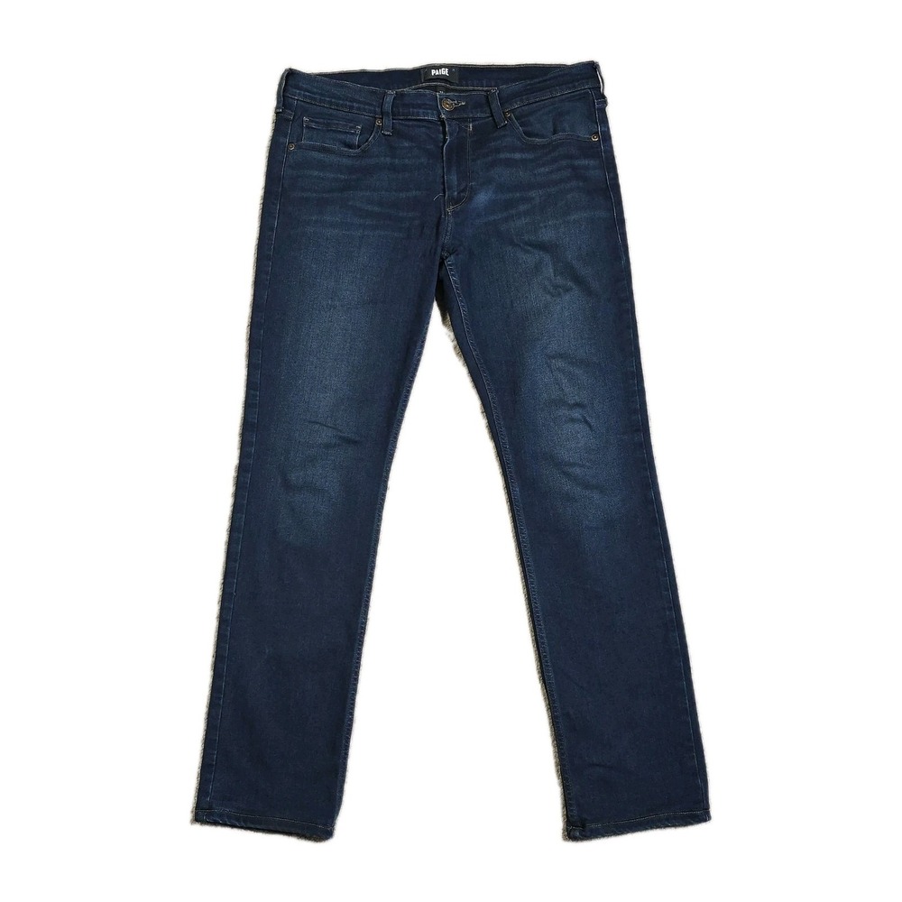 PAIGE Jeans Mens 34x32 Lennox Slim Fit vDark Blue Good Stretch Rayon Blend Denim